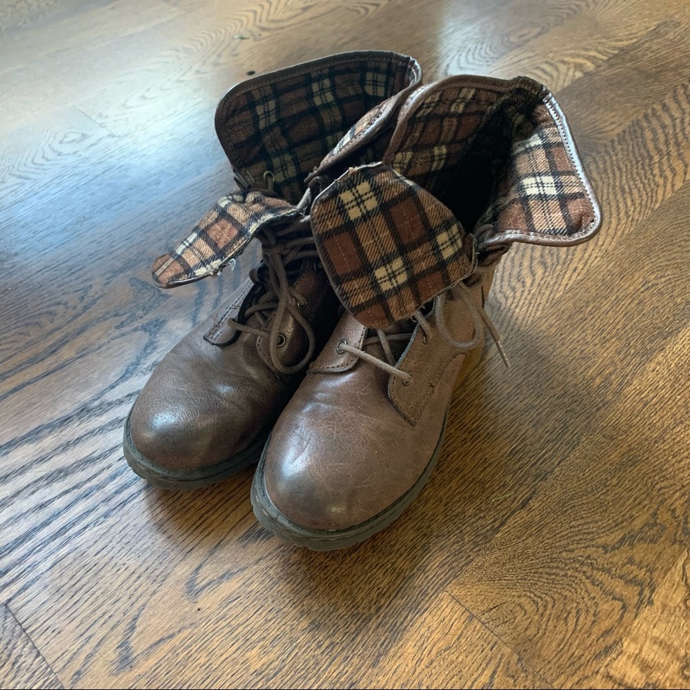 Brown Plaid Boots